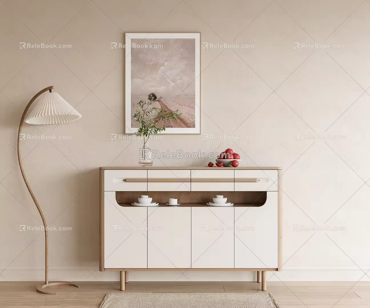Modern Sideboard Cream Sideboard 3d model
