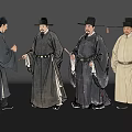 2D Ancient Chinese Ink Character Virtual Character Ancient Painting Character Song Dynasty Scholar-official Classical Ink Character Ancient Chinese Ink Man 3d model