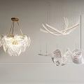 Modern Chandeliers With Transparent Acrylic Shades And Gold Metal Linear Frames