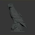 Detailed Eagle Sculpture With Realistic Head Spread Wings And Square Base 3d model