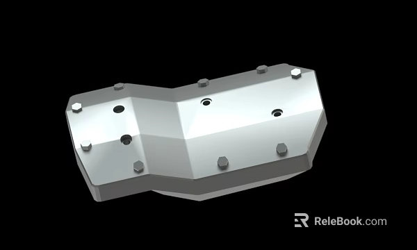 Metal Structural Mechanical Component With Multiple Bolts And Holes Detail 3d model 
