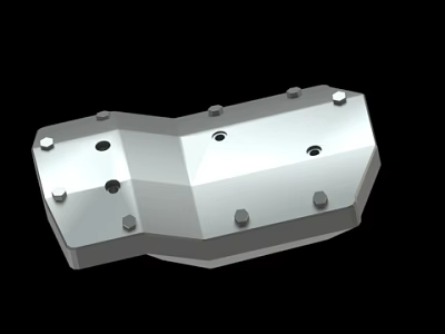 Metal Structural Mechanical Component With Multiple Bolts And Holes Detail 3d model