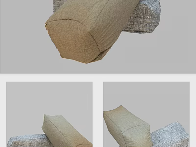 Soft Natural Linen Throw Pillow On Gray Sofa Decorative Home Accent 3d model