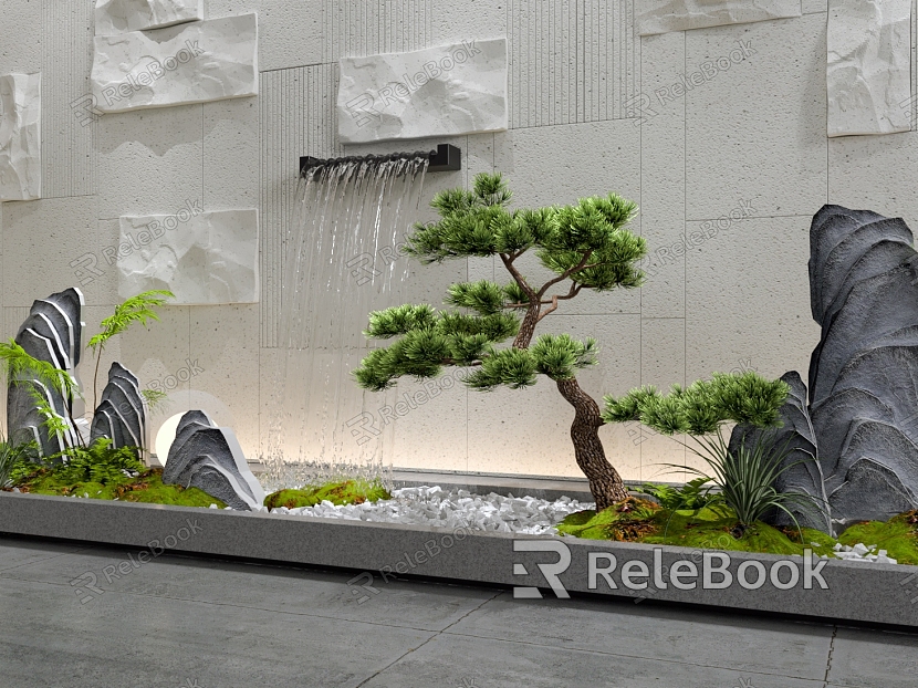 New Chinese style waterscape overlapping water landscape interior landscape sketch courtyard sketch landscape stone landscaping tree model