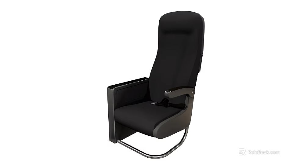 Modern Black Landscape Seat With Padded Cushion And Metal Frame Armrests 3d model 