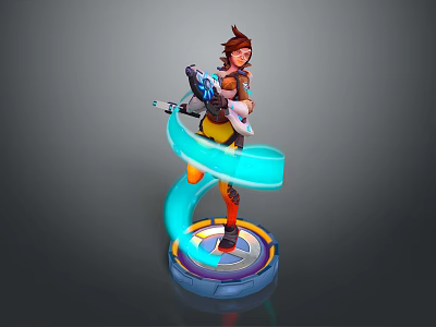Sci Fi Warrior Character With Blue Energy Creature In Dynamic Pose And Glowing Aura 3d model