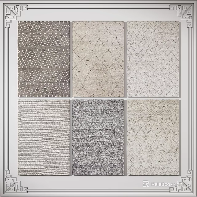 Modern Square Rugs With Various Geometric Patterns And Neutral Tones For Interior Decor 3d model