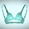 Stylish Green Bikini Top With White Floral Print And Tie Front Detail