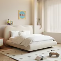 Kids Bedroom Interior With White Wave Headboard Bed Green Doll Decorative Painting And Toy Car