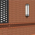 Brick Feature Wall With Perforated Grille And Wall Lamps Design 3d model