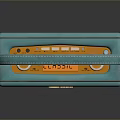 Vintage Blue RetroSound Computer With Portable Handle And Control Knobs
