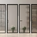 Modern Interior Doors With Black Frames And Various Glass Mesh Patterns 3d model