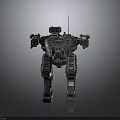 3D Model Of Gray Armored Mechanical Robot With Mechanical Arms Legs And Antenna