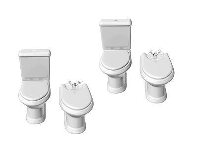 Four Different Style Modern Ceramic Toilets For Bathroom Interior Design 3d model