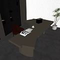 Desk and Chair Study Bookcase Minimalist Desk and Chair Minimalist Bookcase 3d model