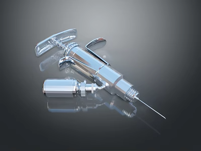 Professional Stainless Steel Medical Syringe With Sharp Needle And Reflective Surface 3d model