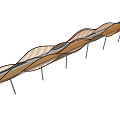 Modern Landscape Bridge with Wavy Curved Structure Supported by Slender Pillars in Contemporary Design