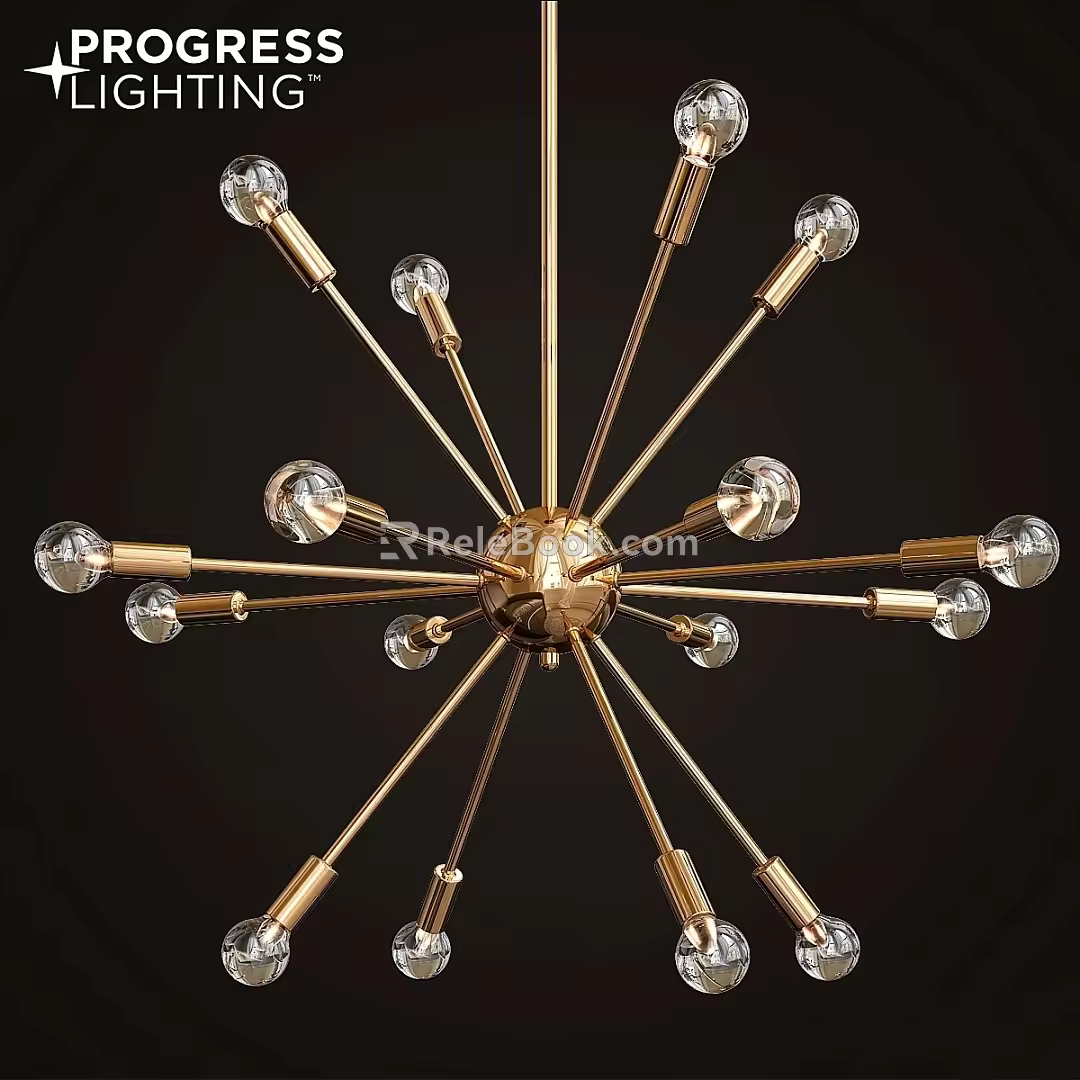 Modern chandelier progressive lighting ion set 16 light brush 3d model