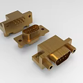 Durable Industrial Equipment Golden Metal Connectors with Multiple Pins and Mounting Holes