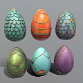 Colorful Decorative Eggs With Unique Scales Stripes Crackle And Metallic Patterns