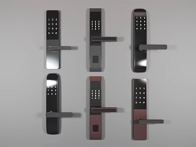 Modern Door Handles With Keypad Design In Various Styles For Home Interior 3d model