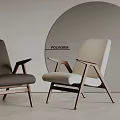 Poliform Modern Accent Chair With Wooden Frame Dark Gray And Beige Upholstered Design
