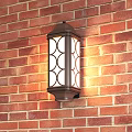 Decorative Outdoor Wall Sconce With Dark Frame White Lampshade On Red Brick Wall