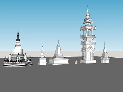 Various Tower Designs With Traditional Spires And Architectural Decorative Details 3d model