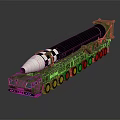 Green Mobile Military Vehicle with Multiple Wheels Carrying Long Range Missile