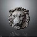 Detailed Stone Lion Head Sculpture Showcasing Majestic Mane And Facial Texture