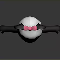 Cute Panda Game Movie Character With Pink Bow Big Eyes And Standing Pose