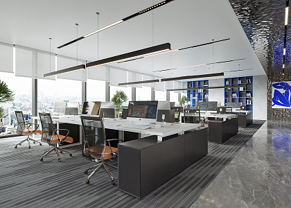 Modern public office area 3d model