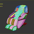 Modern Massage Chair Featuring White Beige Upholstery Black Red Trim And Contemporary Design