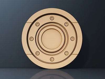 Golden Round Ceiling Light Featuring Concentric Circles And Decorative Studs With Modern Metallic Finish 3d model