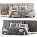 Modern Double Bed With Upholstered Headboard Matching Nightstands And Soft Bedding 3d model