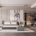 Modern Bedroom Interior Design With Upholstered Headboard Area Rug And Accent Chair