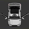 White Kids Electric Ride On Car Convertible With Open Doors And Black Seats