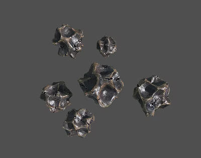Black Wood Stone Objects With Irregular Shapes Holes And Textured Surfaces 3d model