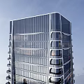 Modern Tall Hotel Building With Curved Balconies And Glass Facade In Urban Setting