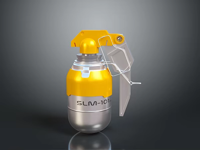 Yellow And Silver SLM-101 Weapon Hand Grenade With Pull Ring Metal Container 3d model