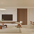 Modern Living and Dining Room Interior Design with Sofa Dining Table Chairs and Pendant Lights