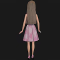 Fashion Doll with Long Blonde Hair Wearing Pink Plaid Dress White Belt and Pink Heels