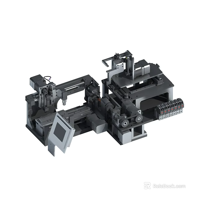 Industrial Equipment with Mechanical Arm Control Panel and Metal Frame Structure Design 3d model 