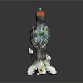 Colorful Bird Figurine With Detailed Feathers On Green White Branch Base