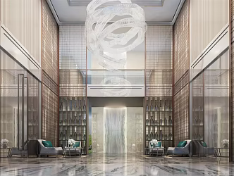 Modern Hall Entry Lobby 3d model