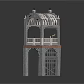 Detailed Architectural Model of Arched Tower with Multi Level Structure and Balustrade