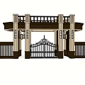 Classical Entrance Gate Design With Arched Doorway Columns And Circular Windows