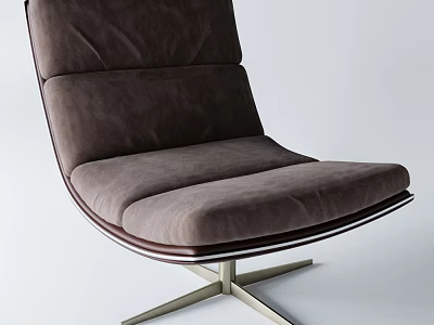 Comfortable Brown Velvet Accent Chair With Modern Metal Star Base Design 3d model
