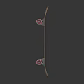Stylish Skateboard With Black White Chevron Pattern Pink Background And Red Koi Fish 3d model