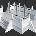 Elegant National Flag Display On White Stone Pedestal With Railing And Flagpoles